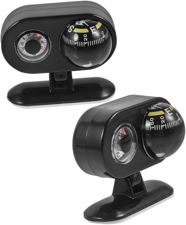 2Pcs Car Compass Thermometer Ball Dashboard Mount for Truck Boat Marine Outdoor Use - Image 1